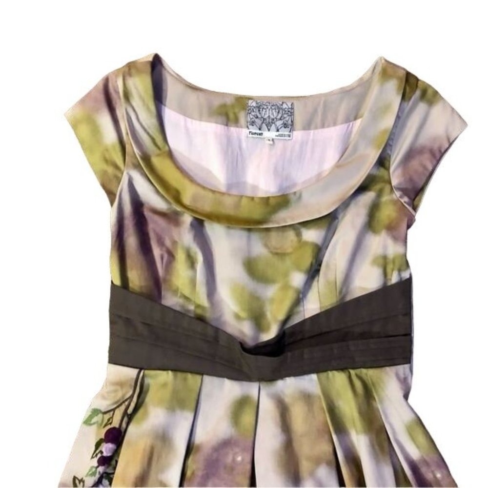 Anthropologie Floreat Travessia Dress Womens 4 Used Tulle Skirt Purple Green - Picture 14 of 15